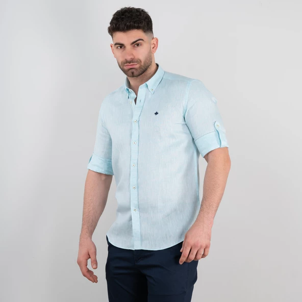 PAUL MARTİN REGULAR FİT KETEN ERKEK GÖMLEK - Resim 8