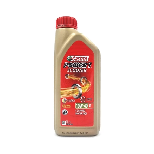 Castrol Power 1 Scooter 4t 10W-40 Tam Sentetik Motor Yağı 1 Litre