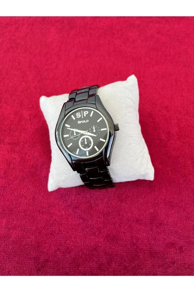 Ulaş Aksesuar   Siyah Renk Kordon Ince Şık Spolo Analog Erkek Kararmaz Paslanmaz Metal Kol Saati - Resim 2