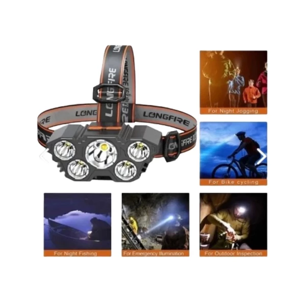 Kafa Lambası 5 Başlıklı Şarjlı - 2