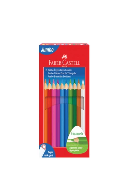Faber Castell Kuru Boya Kalemi Jumbo 12'Li Tam Boy Beyaz 5173116616000