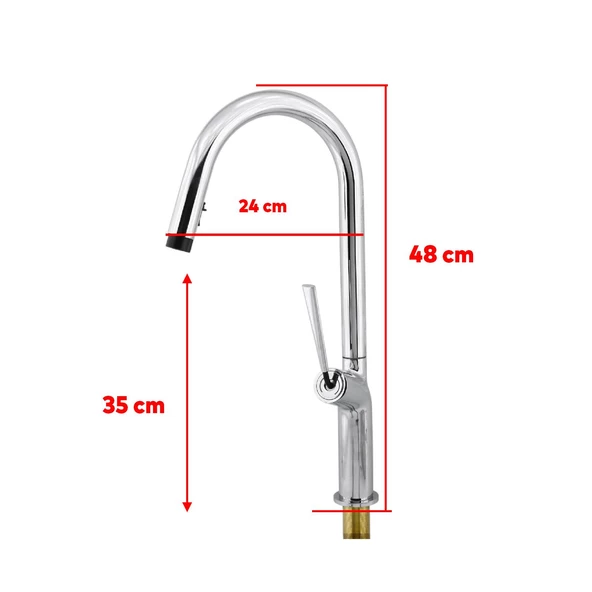 Kaliteli Lüks Spiral Hortumlu Çıkar Başlık Eyve Su Çeşme Banyo Lavabo Mutfak Bataryası 360° Musluk - 2