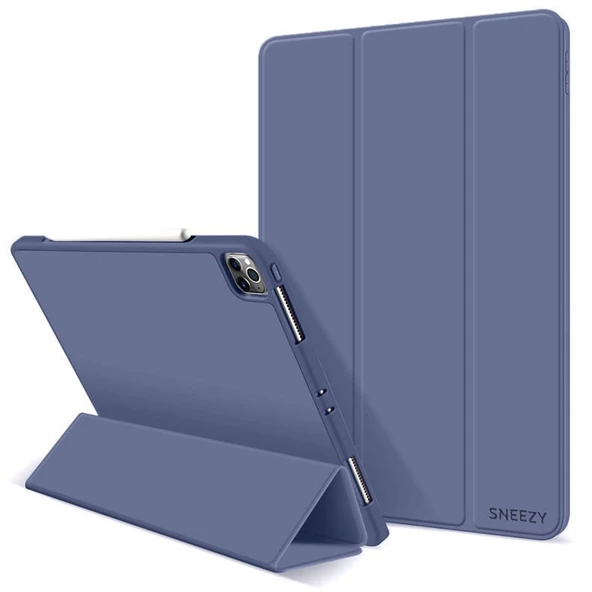 Apple iPad Pro 11 İnç 1.2.3.4. Nesil Kılıf Craft Kalem Bölmeli Uyku Modlu Kapaklı Smart Case  Lavanta