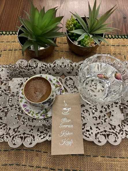 Gümüş Yaldızlı Kraft İftar Sonrası Kahve Keyfi Peçete 6x12 cm