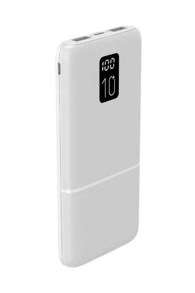 LED Ekranlı Slim 10000MAH Powerbank Taşınabilir Şarj Cihazı Beyaz - 2