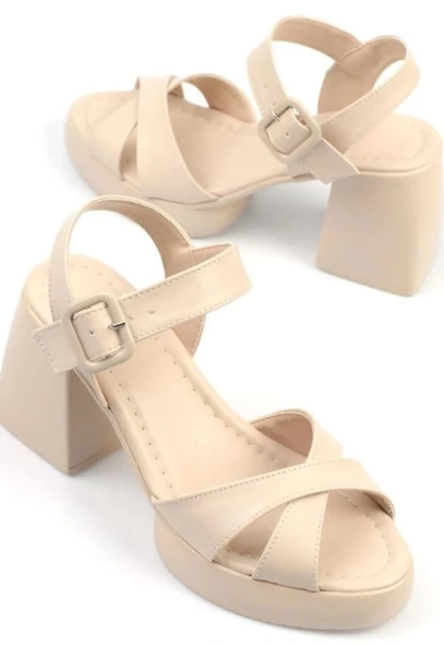 Capone Outfitters Capone Ucu Açık Çapraz Bantlı Bej Kadın Sandalet - 3