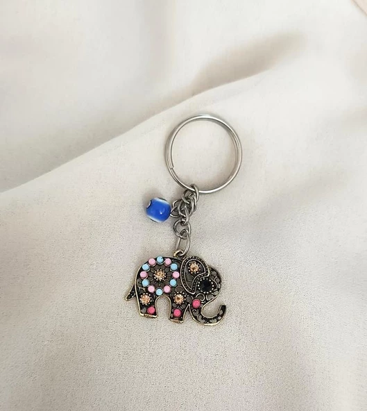 Anahtarlık Cam Nazar Boncuklu Hayat Ağacı Fil Çanta Cüzdan Süsü Aksesuar ürün görseli