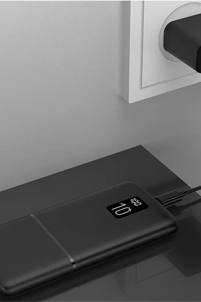 Logia P10 LED Ekranlı Slim 10000mAh Powerbank Taşınabilir Şarj Cihazı Siyah - 3