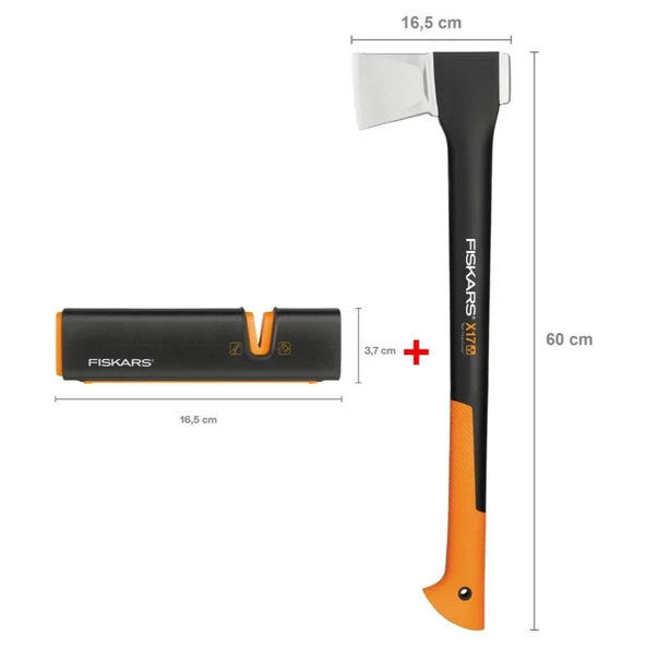 Fiskars Yarma Baltası M-X17 + Balta ve Bıçak Bileyici