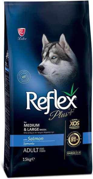 Reflex Plus Somonlu Orta ve Büyük Irk Yetişkin Köpek Maması 15 KG