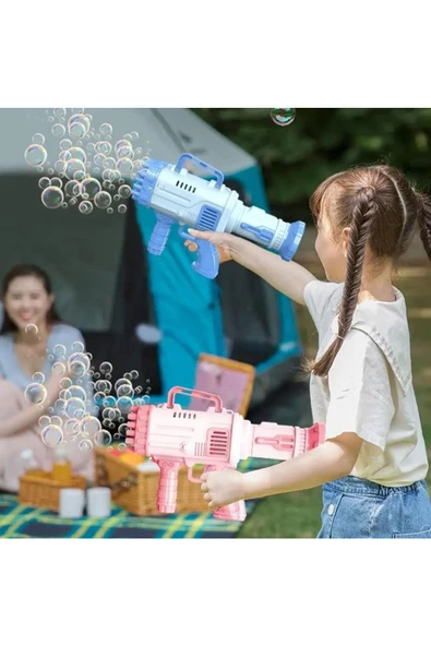 Pilli Roket Atar Köpük Tabancası 32 Delikli Bazooka Bubble Machine - 2