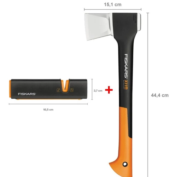 Fiskars Yarma Baltası S-X11 + Balta ve Bıçak Bileyici