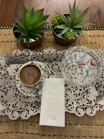 Gold Yaldızlı Beyaz İftar Sonrası Kahve Keyfi Peçete 6x12 cm