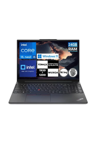 ThinkPad E16 Gen1 i5-1335U 24 GB 256 GB SSD 16" WUXGA Windows 11 Pro 21JN0005TX BT34