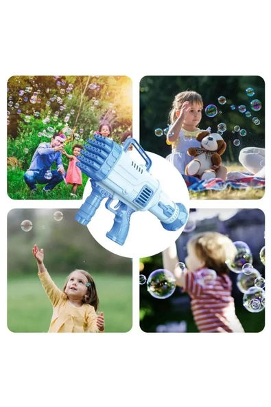 Pilli Roket Atar Köpük Tabancası 32 Delikli Bazooka Bubble Machine - 6