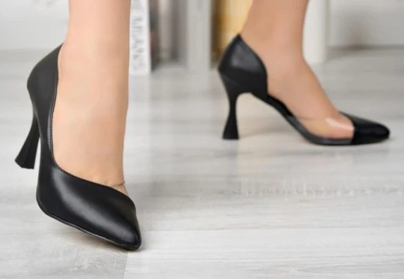 DİGGO Yanı Şeffaf Kadeh Topuklu Kadın Stiletto Ayakkabı - 3