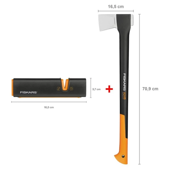 Fiskars Yarma Baltası L-X21 + Balta ve Bıçak Bileyici