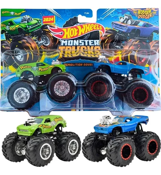 Hot Wheels Monster Trucks 1:64 Güçlü İkili Arabalar POİSON PİNTO - RODGER DODGER FYJ64-HWN70