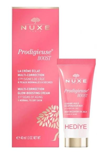 Nuxe Creme Prodigieuse Boost Glow Boosting Cream 40 ml Night Recovery Oil Balm 15 ml HEDİYE
