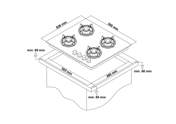 Simfer T3039N 4G Silver Set Üstü Emaye Izgara Cam Ocak ürün görseli 1