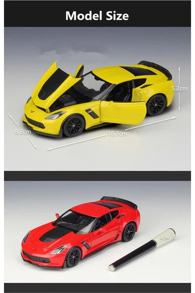 CHEVYROLET CORVETTE Z06 1/24 KIRMIZI RENK MODEL ARABA KOLEKSİYON - 4
