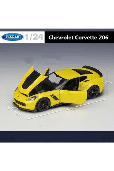 CHEVYROLET CORVETTE Z06 1/24 SARI RENK MODEL ARABA KOLEKSİYON - 2