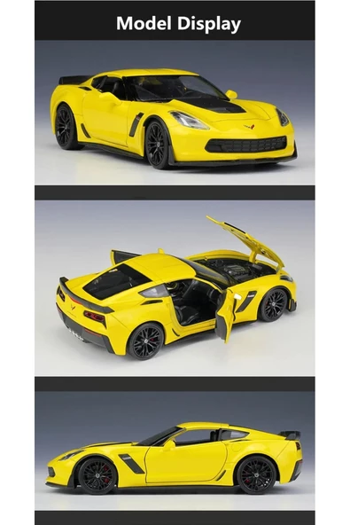 CHEVYROLET CORVETTE Z06 1/24 SARI RENK MODEL ARABA KOLEKSİYON - 4
