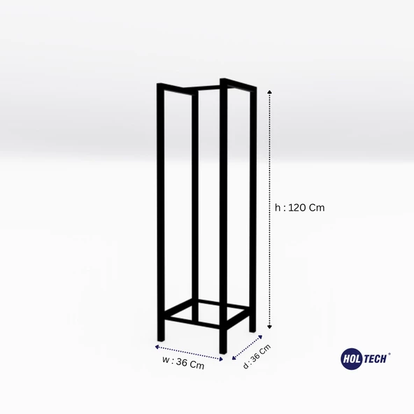 HOLTECH Şömine Yanı Odunluk Metal Dekoratif Odun Rafı Kalın Profilli Paslanmaz - 3