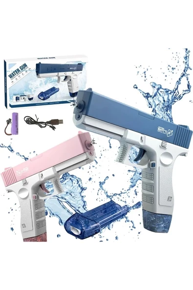 Elektrikli Otomatik Atış Yapan Su Tabancası 10 Metre Menzilli 500 Ml. Depolu 20 Cm. - 8
