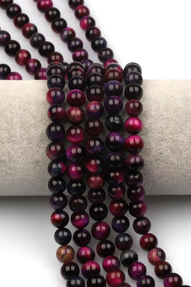 Pembe-Mor Kaplan Gözü Doğaltaş Dizi 8 mm Küre Kesim ürün görseli