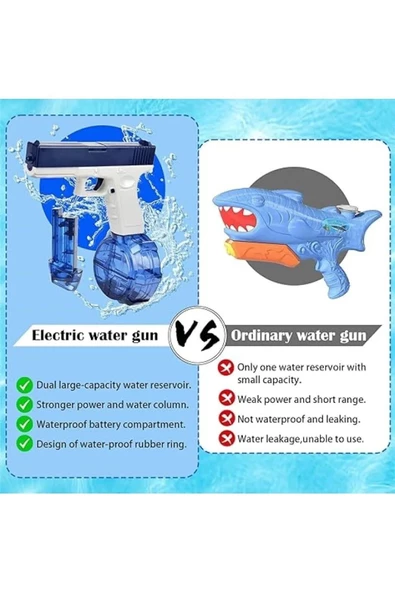 Elektrikli Otomatik Atış Yapan Su Tabancası 10 Metre Menzilli 500 Ml. Depolu 20 Cm. - 2