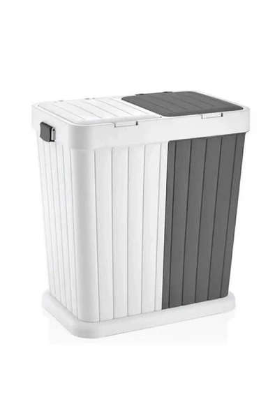 Twins 6146-03 2 Li Kirli Çamaşır Sepeti 80 Lt Beyaz - Antrasit - 2