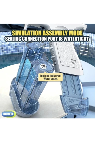 Elektrikli Otomatik Atış Yapan Su Tabancası 10 Metre Menzilli 500 Ml. Depolu 20 Cm. - 7