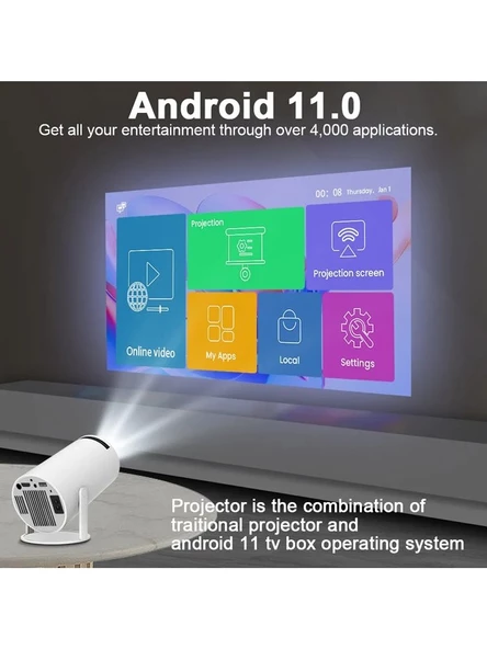 HAKOPRO H96 Mini Android 11.0 1080P Taşınabilir Projeksiyon Cihazı - 5