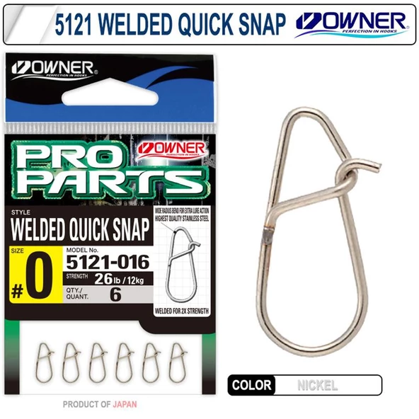 Owner 5121 WELDED QUICK SNAP Kaşık Maket Balık Klipsi