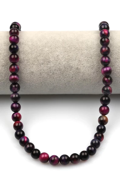 Pembe-Mor Kaplan Gözü Doğaltaş Dizi 8 mm Küre Kesim - Resim 2