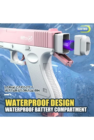 Elektrikli Otomatik Atış Yapan Su Tabancası 10 Metre Menzilli 500 Ml. Depolu 20 Cm. - 3