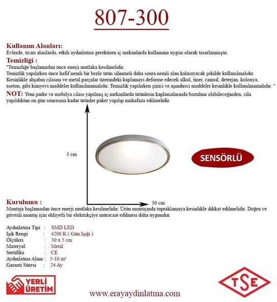 Eray Aydınlatma 807-300 Sensörlü Led Avize - Resim 3