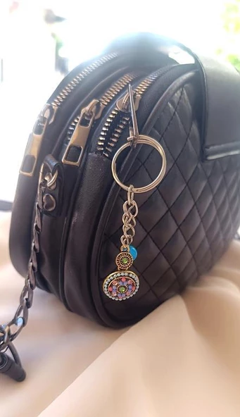 Anahtarlık Cam Nazar Boncuklu Çanta Cüzdan Süsü Aksesuar - Resim 9