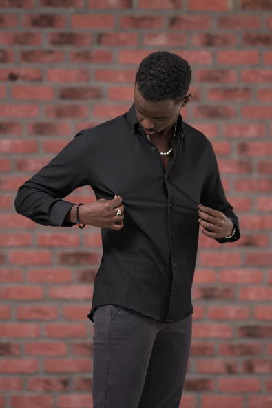 Modtime Örgü Desenli Full Likralı Pamuklu Slimfit Gömlek - 6