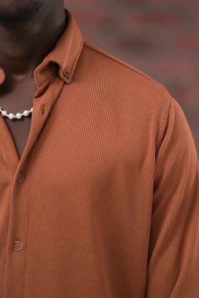 Advante İnce Fitilli Full Likralı Yaka Düğmeli Mevsimlik Slimfit Gömlek - Resim 5