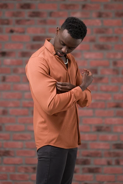 Advante İnce Fitilli Full Likralı Yaka Düğmeli Mevsimlik Slimfit Gömlek - Resim 3