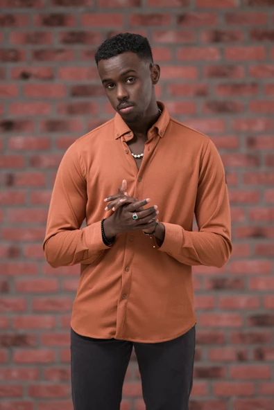 Advante İnce Fitilli Full Likralı Yaka Düğmeli Mevsimlik Slimfit Gömlek - Resim 2