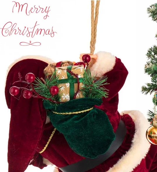 Yılbaşı Süsü Noel Baba Biblo Figür Büyük Boy 45cm - Asma ipi ile 78 cm - 3