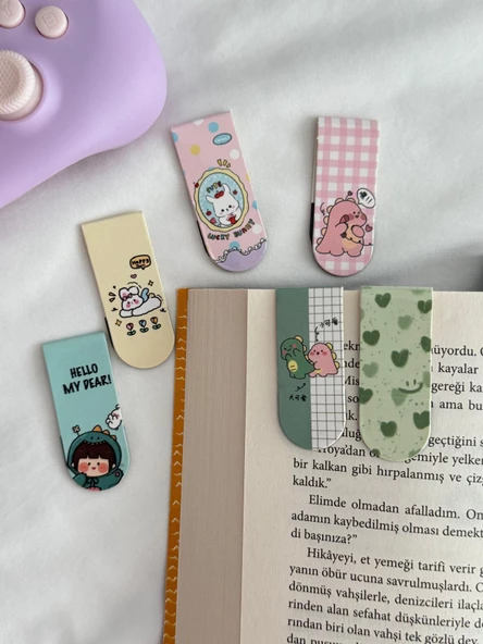 Kawaii Dino Magnetic Bookmark / Kitap Ayracı 6lı Set - 2