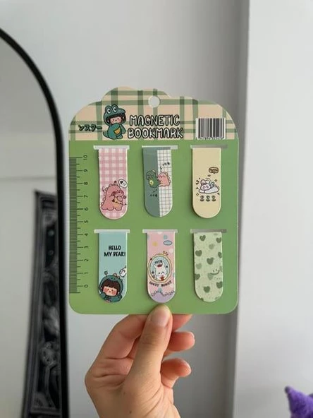 Kawaii Dino Magnetic Bookmark / Kitap Ayracı 6lı Set