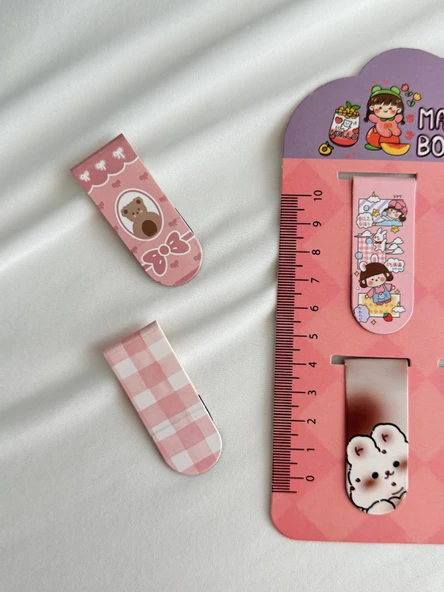 Kawaii Ribbon Magnetic Bookmark / Kitap Ayracı 6lı Set - 4