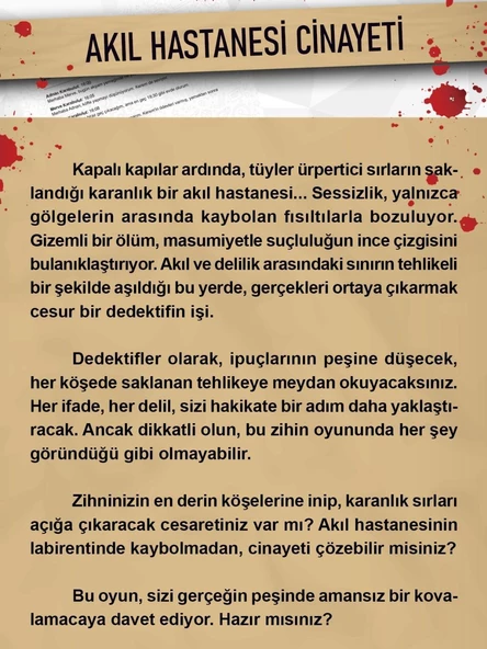 DEDEKTİF VAKA ÇÖZME OYUNU AKIL HASTANESİ CİNAYETİ DAVASI - 2