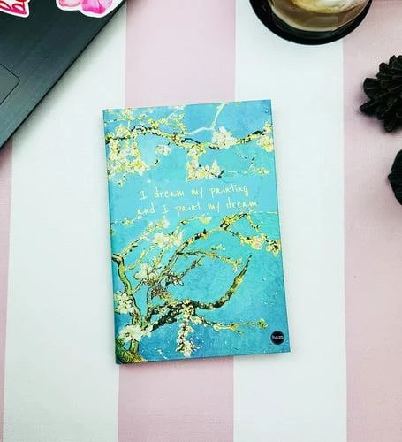 VAN GOGH BADEM ÇİÇEĞİ TASARIM LASTİKLİ ÇİZGİSİZ DEFTER