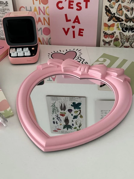 Pembe Kalp Fiyonk Makyaj Aynası - 3